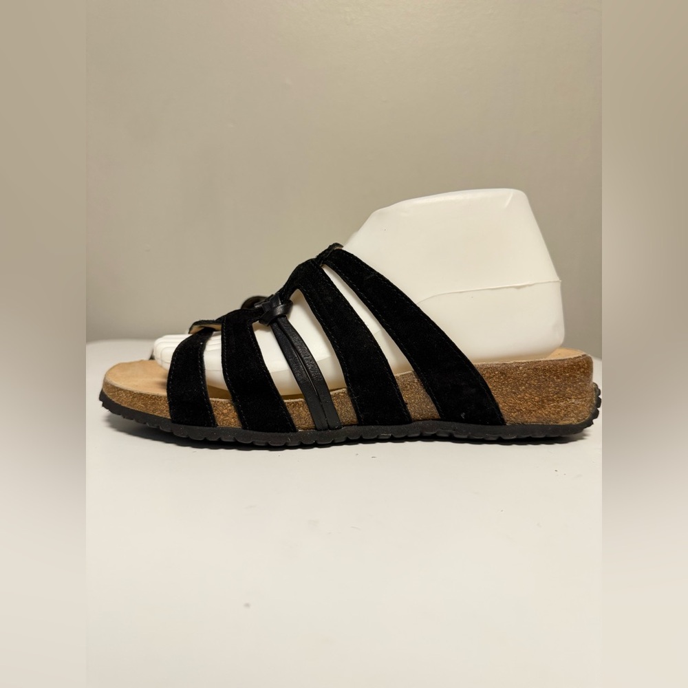 Haflinger Black Multi-Strap Cork Footbed Sandals
